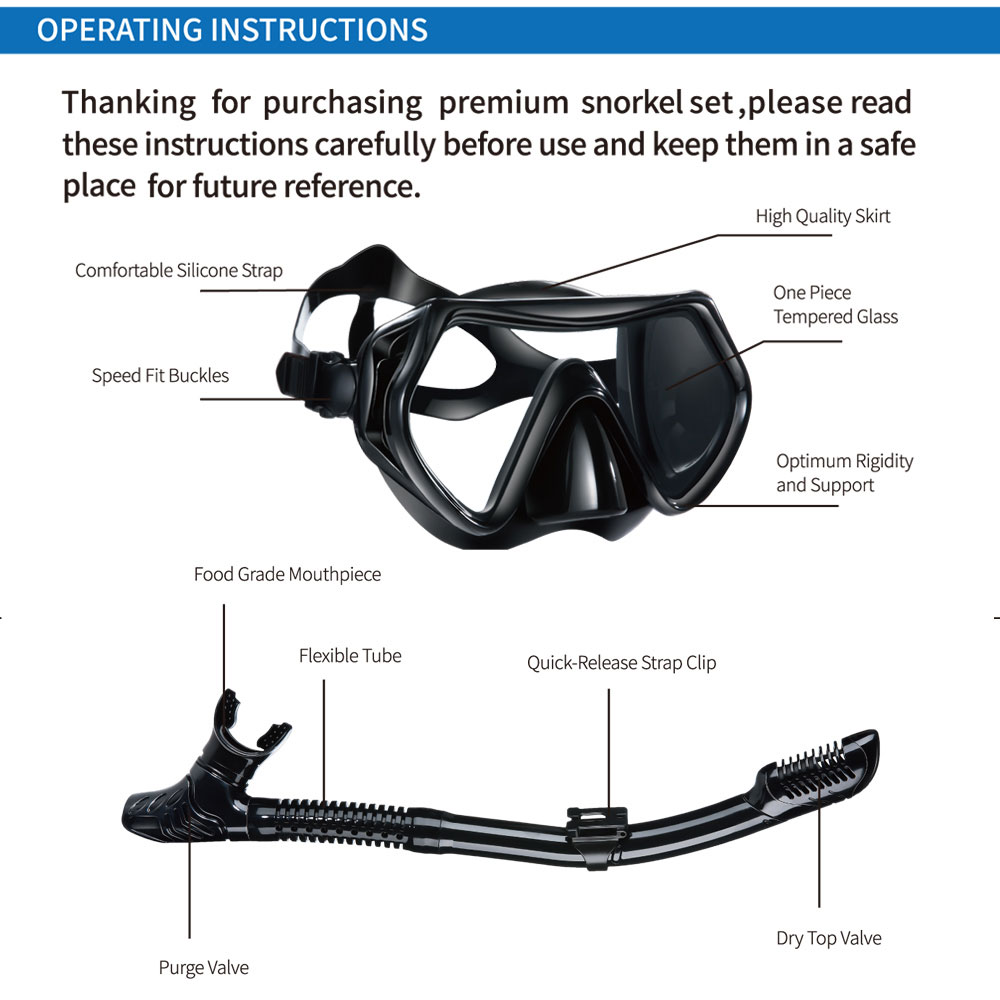 Tuyau de plongée sous-marine a - Freediving Mask Set avis et prix